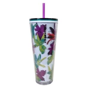 Starbucks 2022 Spring Purple  Green Floral 24 oz Tumbler Cold Cup